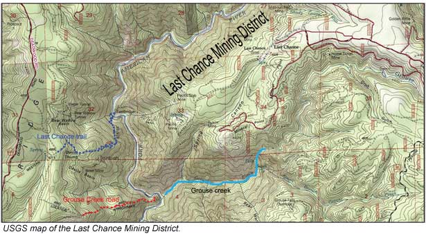 Map of the Last Chance Mining District