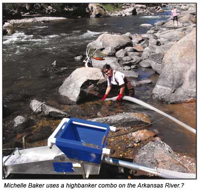 Michelle Baker uses a highbanker combo on the Arkansas River